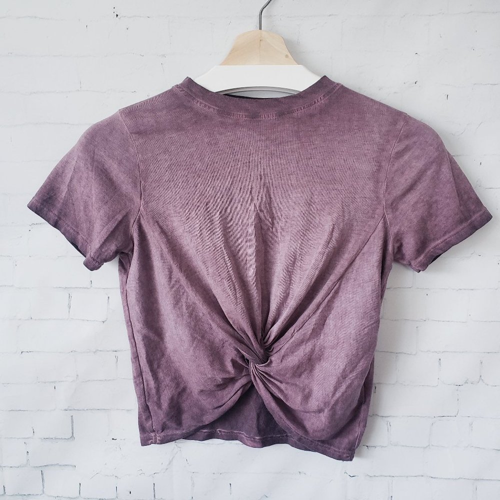 Mono B Boutique Cross Front Knot Top Tee Cropped Size S Dusty Purple Lightweight